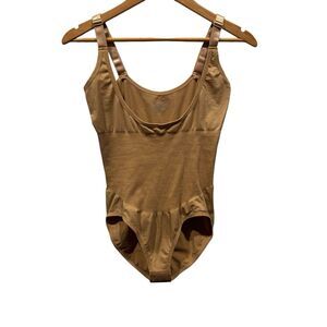 Women's Open Front For Bra Sculpting Bodysuit Nude, Size Large